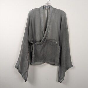 Ethereal Sheer Wrap Top with Kimono Sleeves, Medium